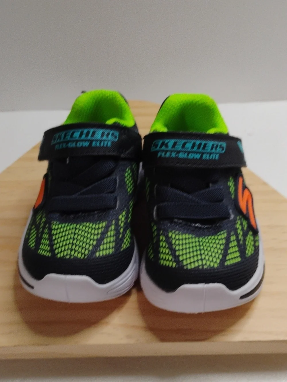 Skechers Kids Black, Neon Green & Orange Light-Up Sneakers